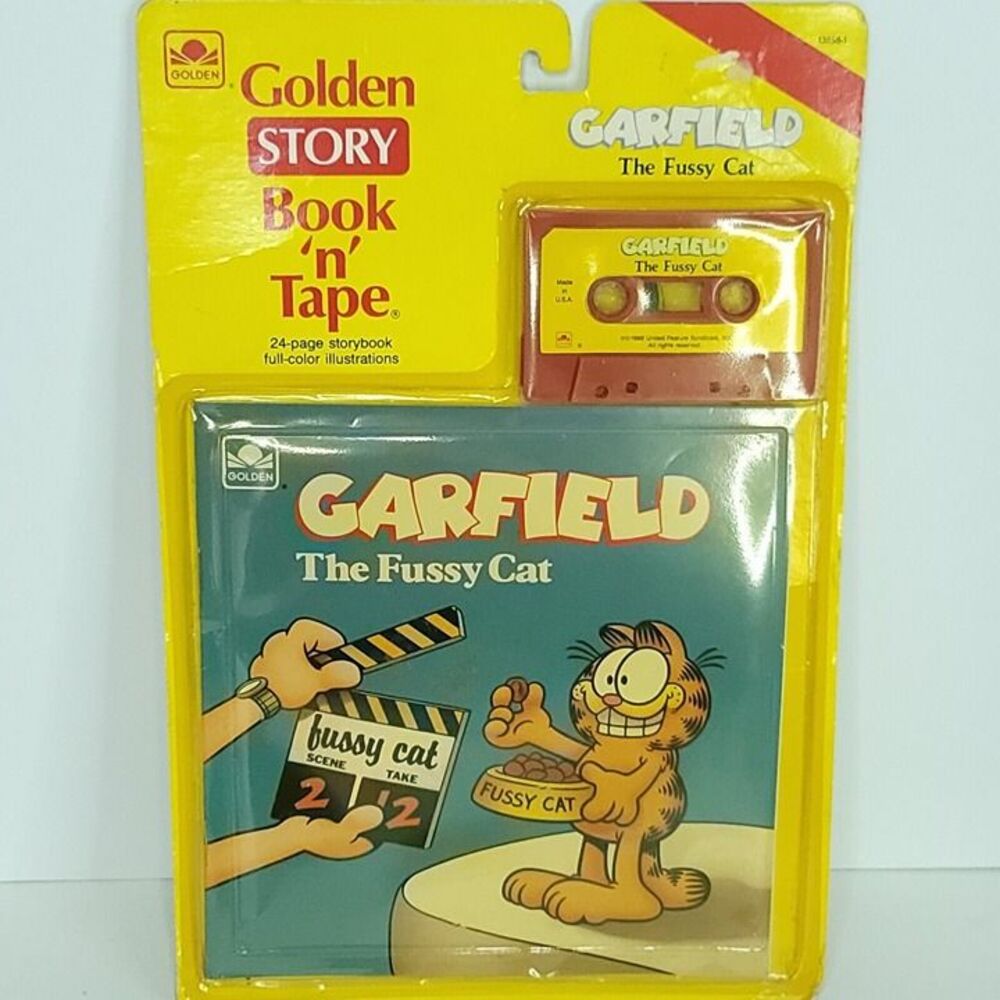 Garfield Story Book n Tape The Fussy Cat Cassette PB Golden New Not perfect